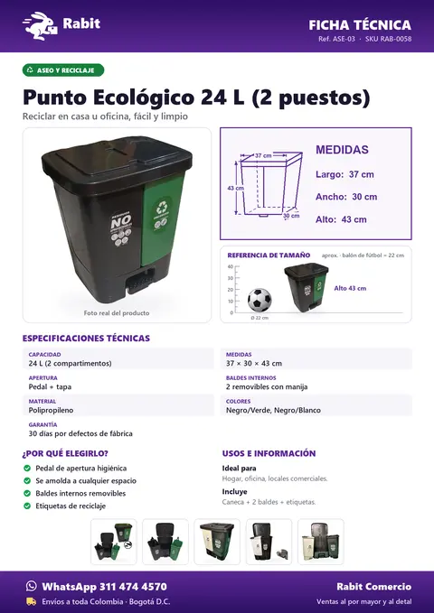 Ficha técnica de Punto Ecológico 24 L (2 puestos)