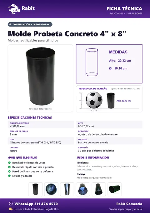 Ficha técnica de Probeta de Cocreto