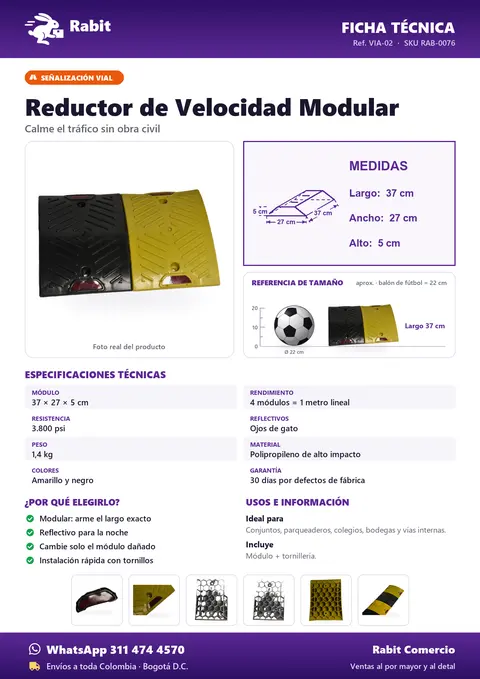 Ficha técnica de Reductor de Velocidad Modular