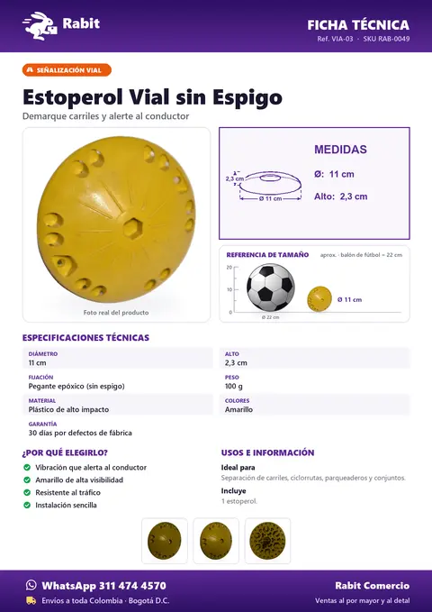 Ficha técnica de Estoperol Vial sin Bástago (Espigo)